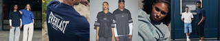 Everlast banner med modeller i sporty streetwear. Tilpasset desktop-visning i webshop.