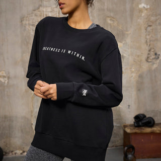 Everlast® Sport EVERLAST Womens Oversized Greatness Is Within Crew Sweat Sweatshirt Black