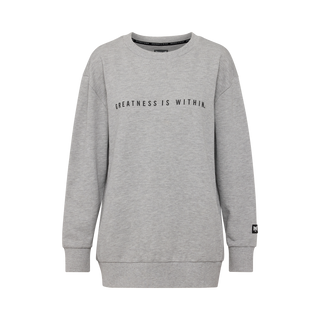 Everlast® Sport EVERLAST Womens Oversized Greatness Is Within Crew Sweat Sweatshirt Grey