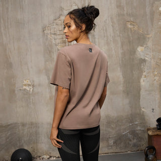 Everlast® Sport EVERLAST Womens SS Oversized Iconic Cotton Stretch Tee T-shirt Sand