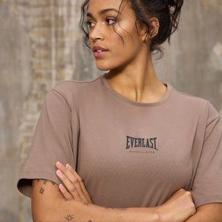Everlast® Sport EVERLAST Womens SS Oversized Iconic Cotton Stretch Tee T-shirt Sand