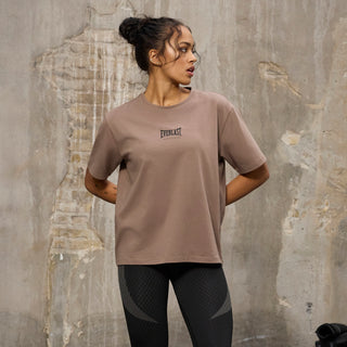Everlast® Sport EVERLAST Womens SS Oversized Iconic Cotton Stretch Tee T-shirt Sand