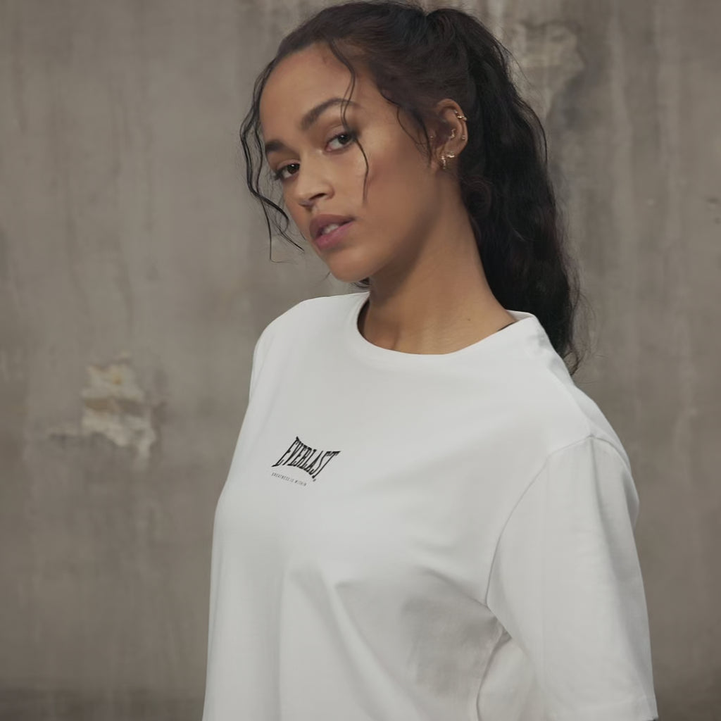 Everlast® Sport EVERLAST Womens SS Oversized Iconic Cotton Stretch Tee T-shirt White
